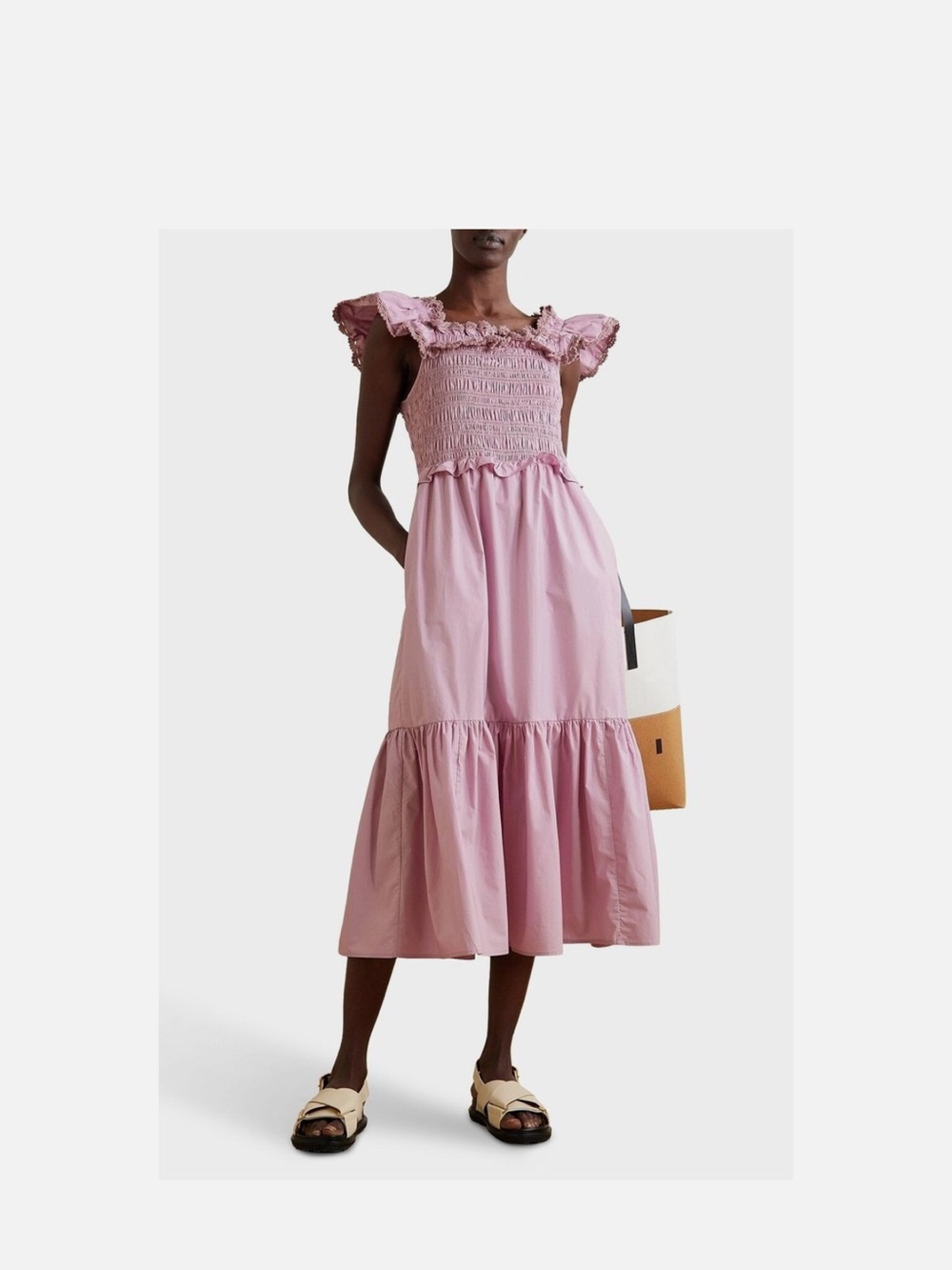 Sea New York Lilac Rylee Smocked Midi Dress Size Small